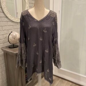 Johnny Was Jay Jay Embroidered Tunic Top Boho Bohemian Festival Gauzy Stunning